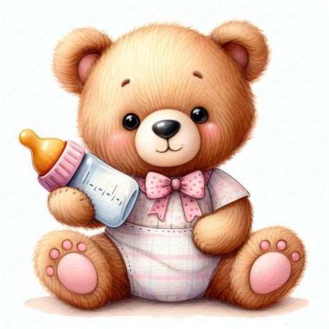 Teddy Bear Clipart Teddy Bear With Baby Bottle Clipart Bundle 10 High ...