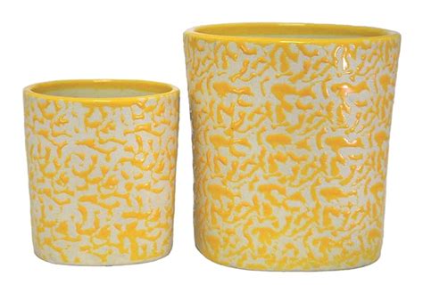 UrbanRoots Ceramic Planter Combo Set, Yellow, Height- 6 Inch. Diameter ...