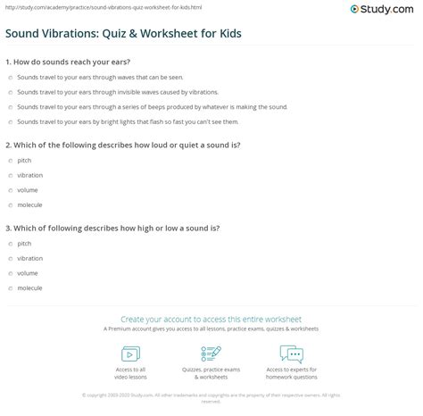 Sound Vibrations: Quiz & Worksheet for Kids | Study.com