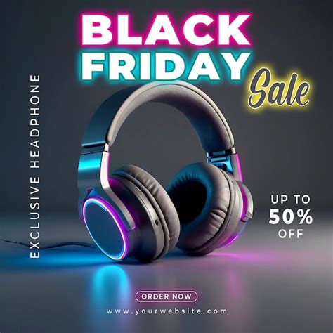 Black friday headphone sale banner template | Premium AI-generated PSD