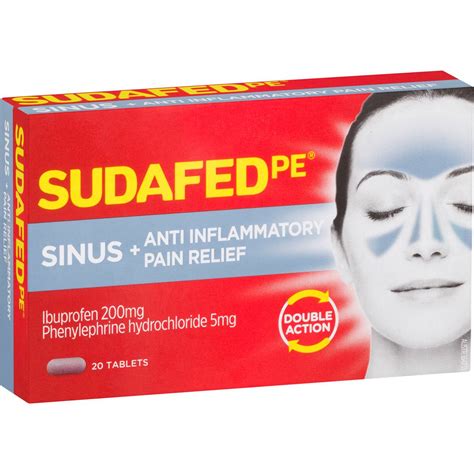 Sudafed Pe Sinus + Anti-inflammatory Pain Relief Double Action 20 Pack ...