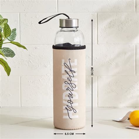 Buy Favola Cadillac Glass Water Bottle with Pouch - 600ml from Home ...