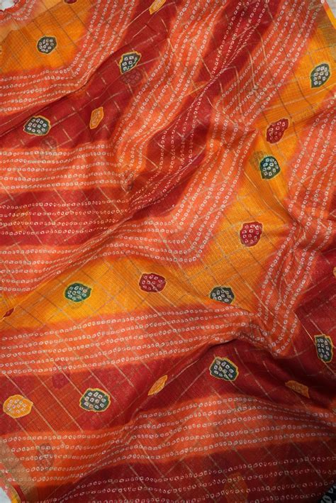 Rajasthani Traditional Kota Doriya Fabric Bandhani Design Saree (Multi ...