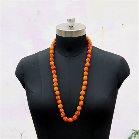 Textile necklace - Shop Mustard beads long necklace online at ...