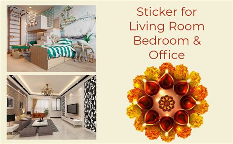 Buy DivineDesigns™ Mogra Rangoli Diya Vinyl Sticker (Size :- 16 X 16 ...