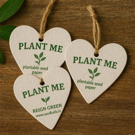 Heart‑Shaped Plantable Seed Paper Tags | Eco‑Friendly Custom Gift Tags ...