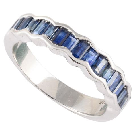Customizable Minimalist Blue Sapphire Stackable Eternity Band Ring in ...