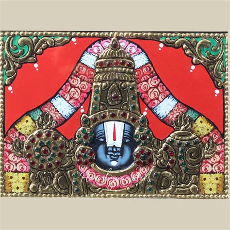 10" Sacred Tirupati Balaji Venkateshvara Tanjore Painting for Temple D