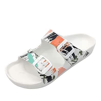 Buy FUNKYMONKEY Women's Comfort Slides Double Buckle Adjustable EVA ...