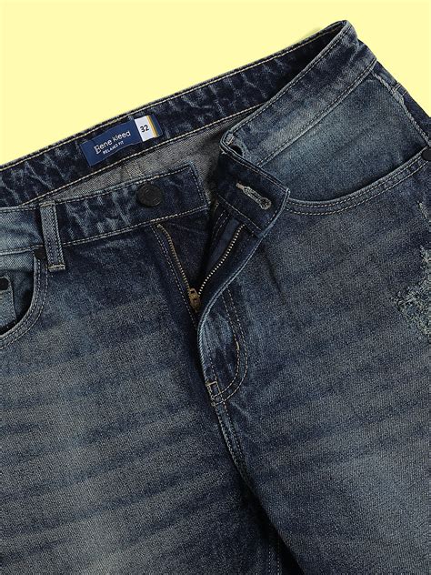 Men's Blue Relax Fit Tinted Trousers with Mild Distress – MINTOBAY