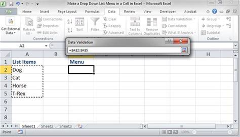 Image result for How to Make Drop Down Menu in Excel Using a Table
