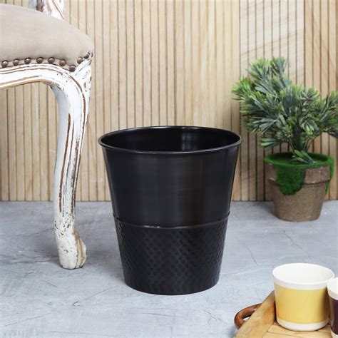 The Decor Mart Exclusive Multi Purpose Brown Checked Metal Bin