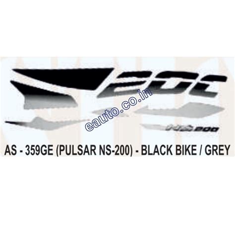 Graphics Sticker Set for Bajaj Pulsar NS 200 | Black Vehicle | Grey St