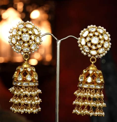 Antique Polki Pearl Jhumka – Darpan Mangatrai Pearls & Jewellers