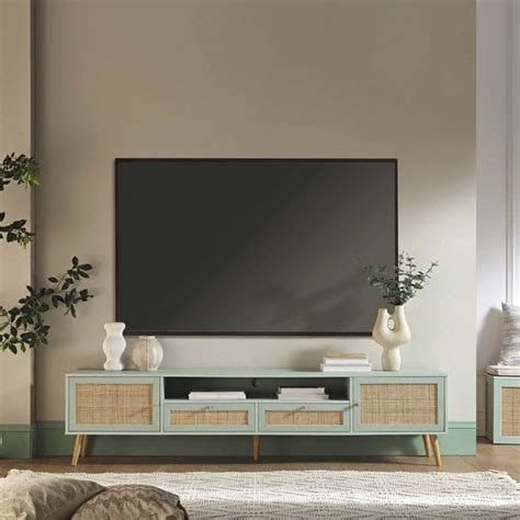 THE KASHTH Modern TV Stand Entertainment Unit & Doors with Rattan ...