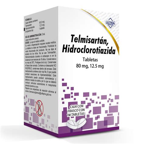Telmisartán hidroclorotiazida 80 mg 12.5 mg 14 tabletas | Bodega ...