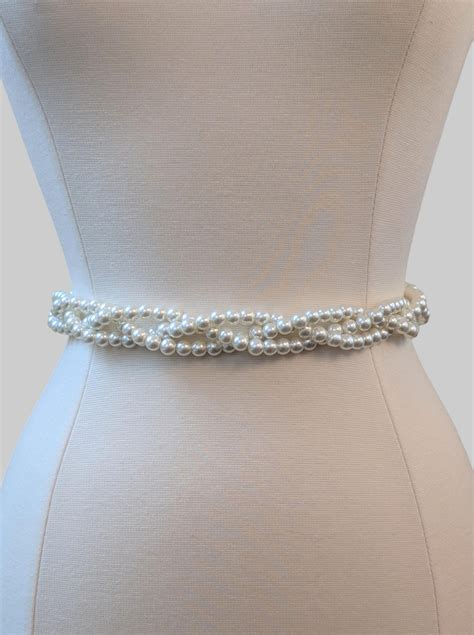 Pearl Belt Braided Wedding Pearl Belt Sash With Bridal Belt Evening Dress Accessories White ...