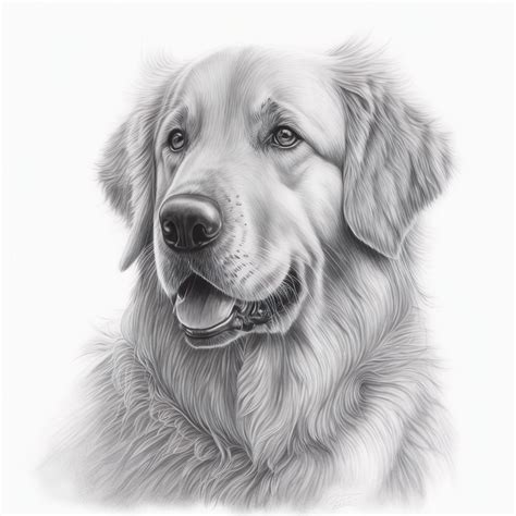 Golden Retriever Pencil Drawing
