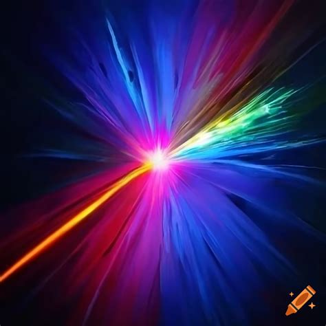 Abstract painting with rainbow laser beam of light on Craiyon