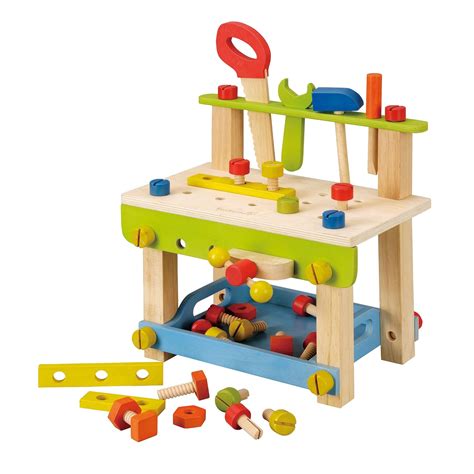 Buy EverEarth Toddler Workbench with Tools. Wooden Building Set Hammer ...