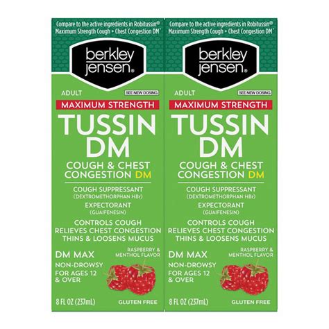 Berkley Jensen Maximum Strength Adult Non-drowsy Tussin Cough & Chest Congestion Dm Cough ...