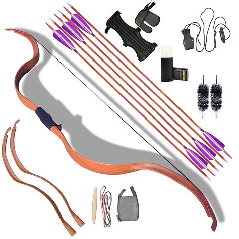 Buy ZSHJGJR Traditional Recurve Bow and Arrow Set Longbow Handmade ...
