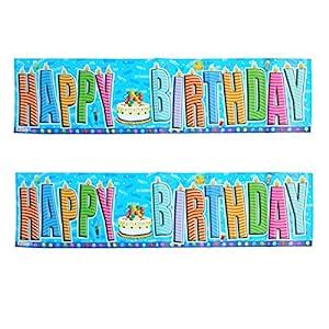 2pcs Happy Birthday Paper Banners Flags English Alphabet Garland Decor ...