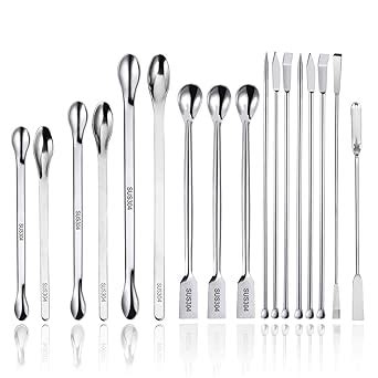 WERTYCITY 17 Pack Lab Spatula - Micro Lab Spoon/Scoop with Nickel ...