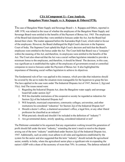 Notes for law students assignment - CIA 1(Component 1) - Case Analysis ...