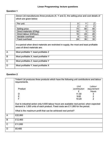 Image result for Linear Programming Accounting Questions