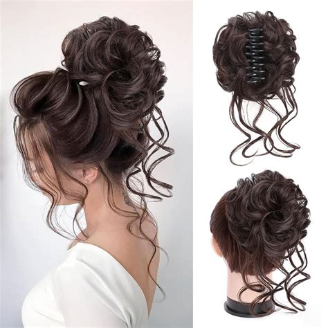Miss Lirenn® Claw Clip Messy Bun Hair Pieces for Women Messy Wavy Curly ...
