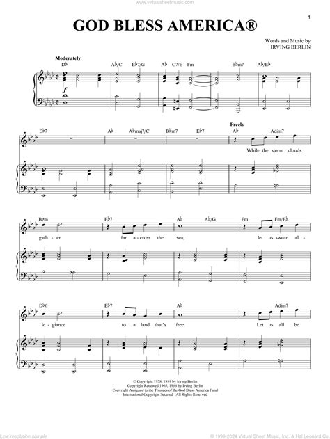 Downloadable Free Printable God Bless America Sheet Music | FREE ...
