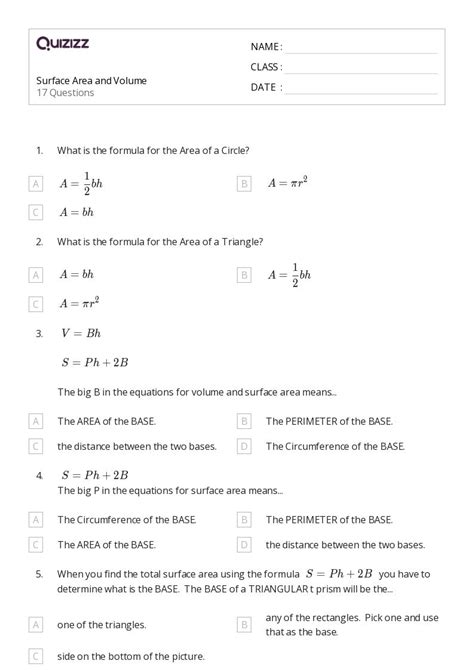 50+ Surface Area worksheets for 8th Class on Quizizz | Free & Printable