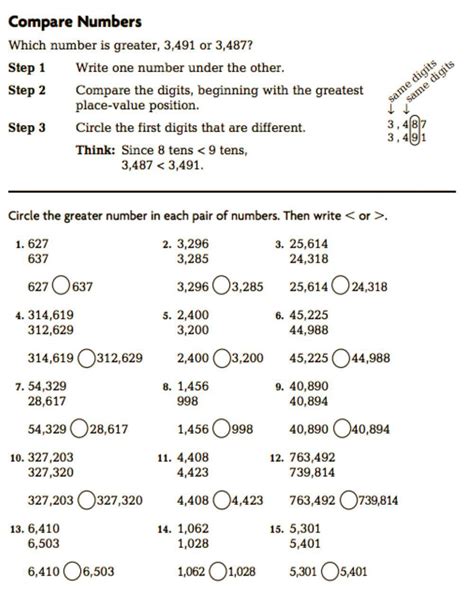 Image result for Comparing 4 Digit Numbers Worksheet
