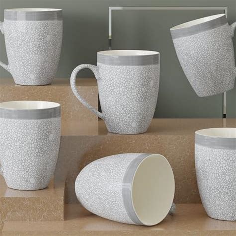 Clay Craft - Mike Ceramic Coffee Mugs Set, 6-Pieces, 210ml, MW28 ...