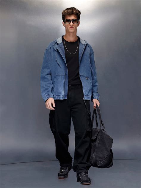 Blue Washed Utility Hooded Zip Jacket | Blue – Wrogn