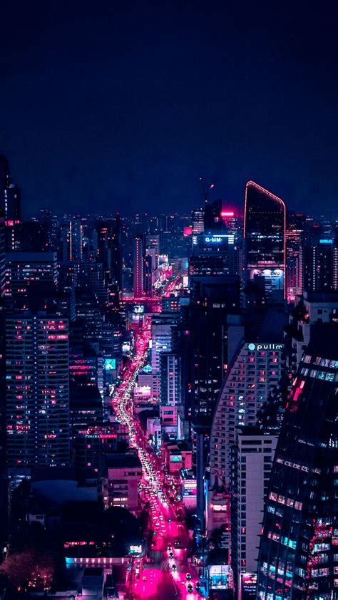 Download wallpaper 1350x2400 night city, city lights, aerial view ...