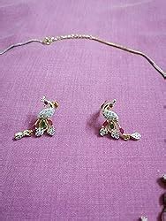 ZENEME Jewellery Set American Diamond Stylish Peacock Style Gold Plated ...