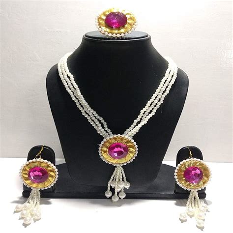 Shrivas Flower Jewellery Ethnic Pearl Artificial Stone Floral Jewellery ...