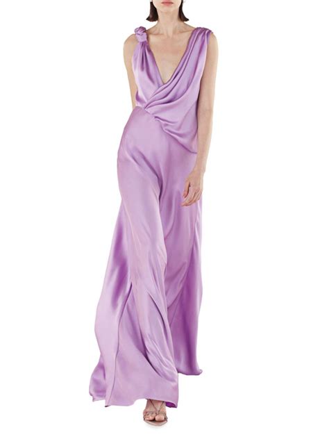 Shop Ozgur Masur Draped Sleeveless Satin Gown | Saks Fifth Avenue