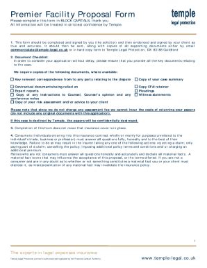 Fillable Online Premier Facility - Proposal Form Fax Email Print ...