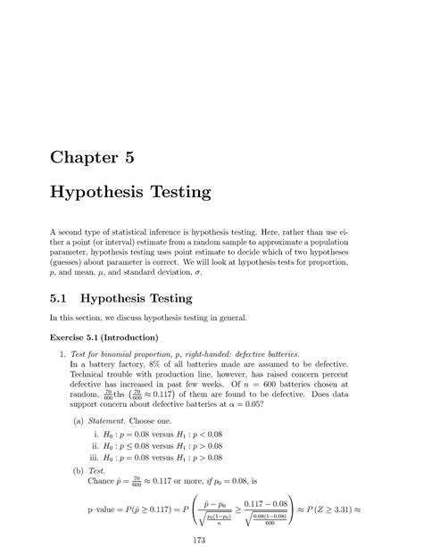 Hypothesis Testing - Chapter 5 Hypothesis Testing A second type of ...