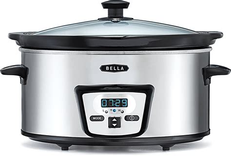 Amazon.com: BELLA (13973) 5 Quart Programmable Slow Cooker with Timer ...