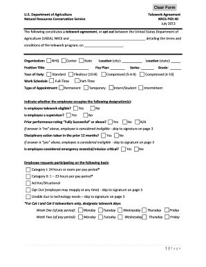 Telework Agreement - Forms - US Department Of Agriculture - Forms Sc ...