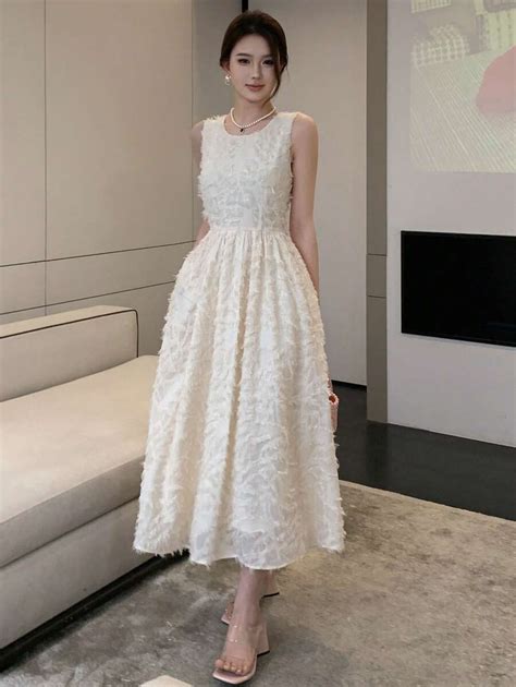 DAZY Solid Fuzzy A-Line Organza Dress, Birthday ,New Year Eve Prom ...