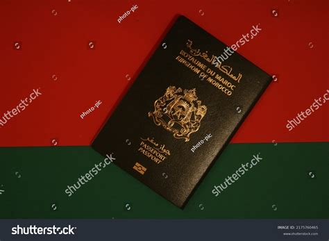 Official Moroccan Passport On Morocco Flag Stock Photo 2175760465 ...