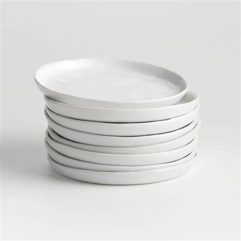 Mercer White Round Porcelain Appetizer Plates, Set of 8 | Crate and ...