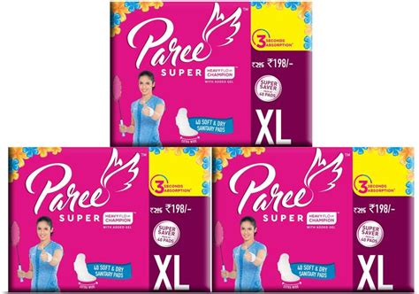 Paree Soft & Rash Free Sanitary Pads For Heavy Flow 40 Pads- XL ...