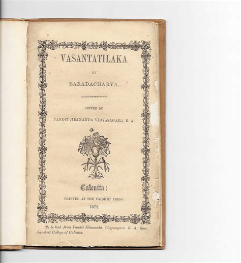 SANSKRIT LANGUAGE / CALCUTTA IMPRINT / THEATRE: Vasantatilaka - Daša Pahor