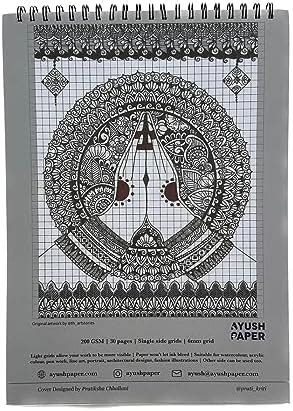 Ayush Paper| 11x15" 200 GSM Grid Sketchbook| 30 Pages| Wiro Bound ...